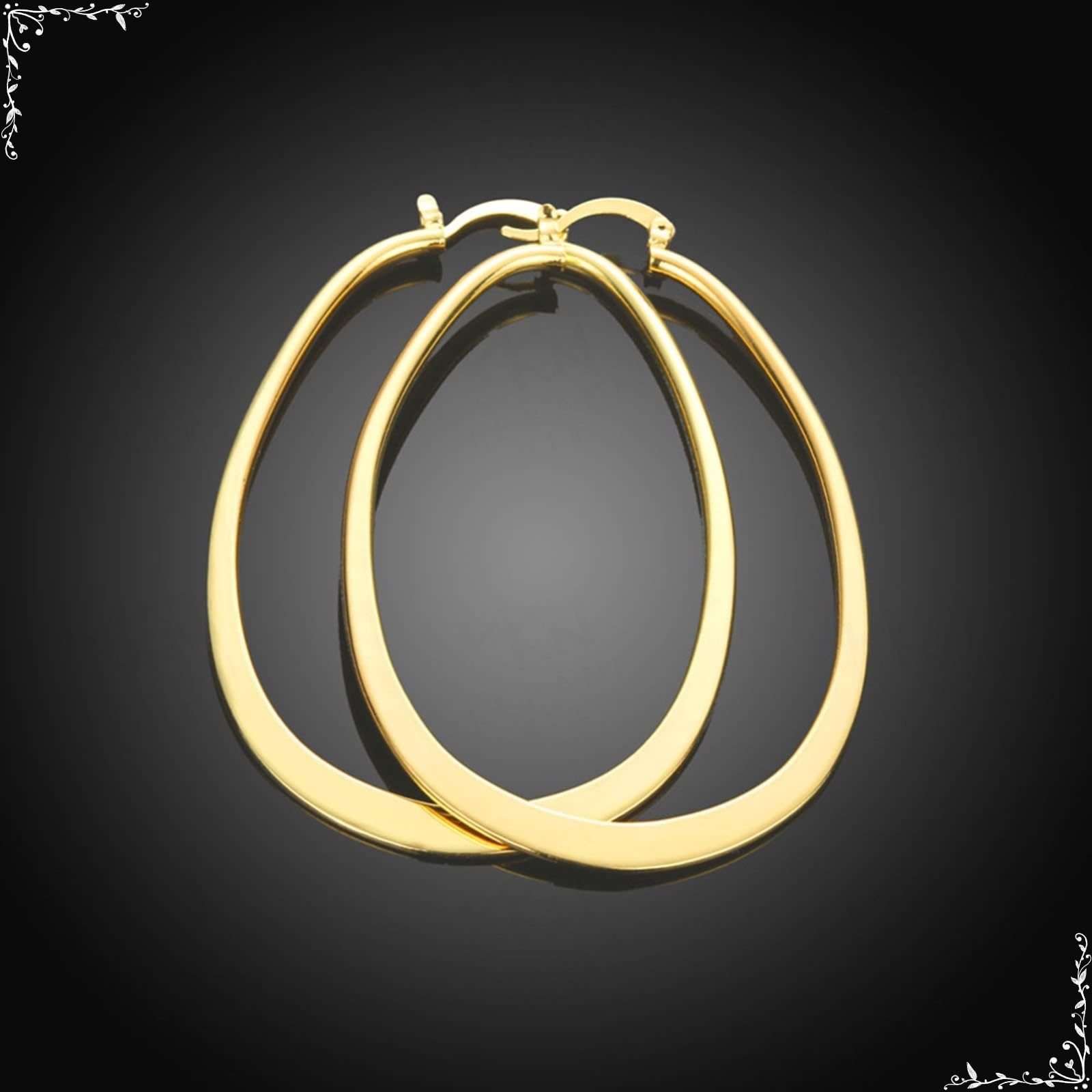 Pendientes de oro de 18 quilates Au750, "U", pendientes de aro boho de oro amarillo de 18 quilates