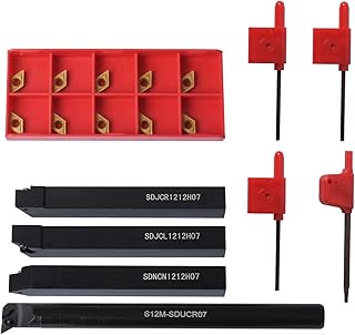 Boring Bar Set, Metal Lathe Tools 4Pcs Turning Tool Holder with 10 Pcs Carbide Lathe Cutting Inserts for Finishing Operations Mini Lathe Turning Tools