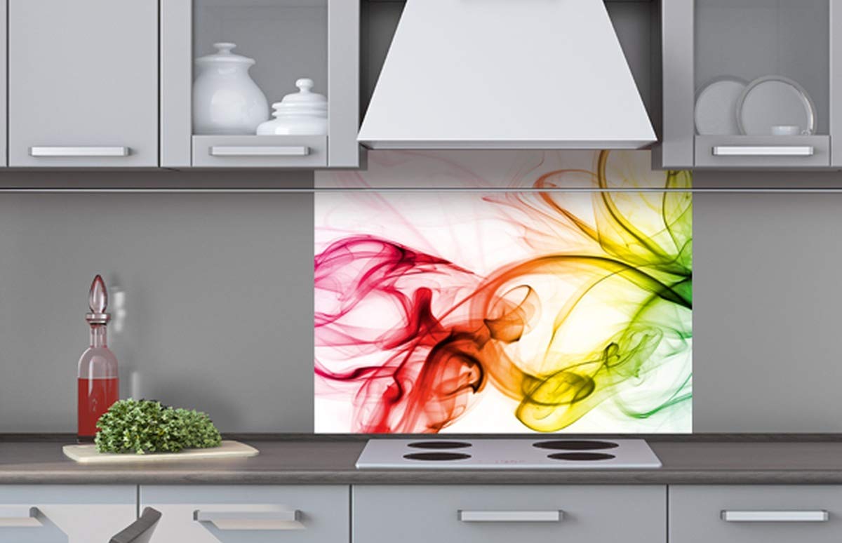 Dimex Revêtement mural en composite pour cuisine Fumée 80 x 60 cm | Protection anti-éclaboussures pour cuisine pour four & évier | Qualité supérieure, Alu Dibond, épaisseur 3 mm - Fabriqué dans l'UE