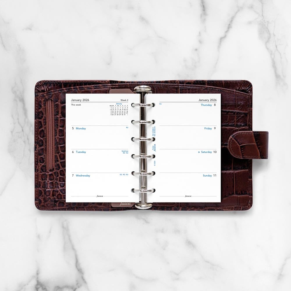Filofax Taschenkalender 2026, 1 Woche auf 2 Seiten, englisch, 8,1 x 12 cm