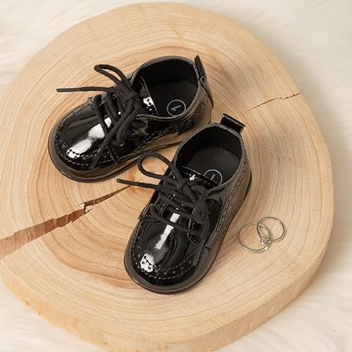 Miniatura 5 de ohsofy Zapatos Oxford de piel sintética para bebés y niños, zapatos de vestir de boda de suela suave y goma
