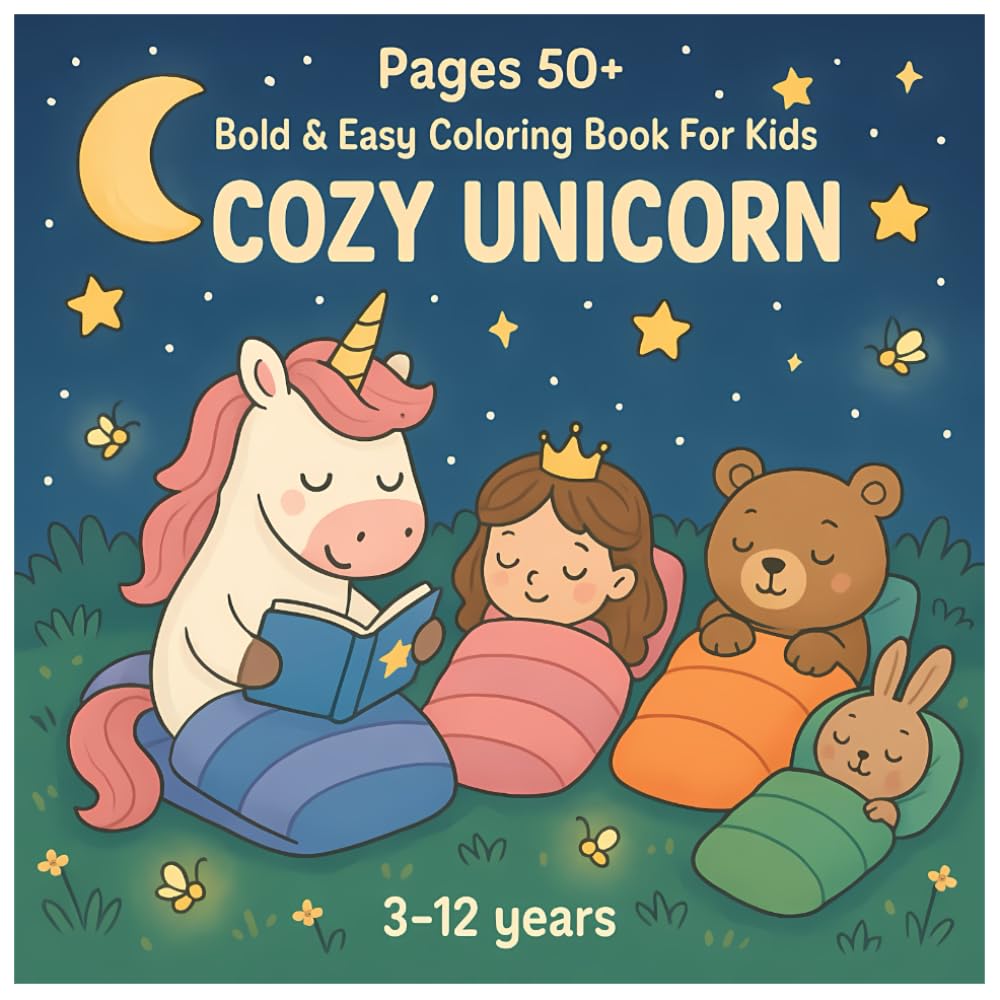 BOLD & EASY COLORING BOOK FOR KIDS - COZY UNICORN