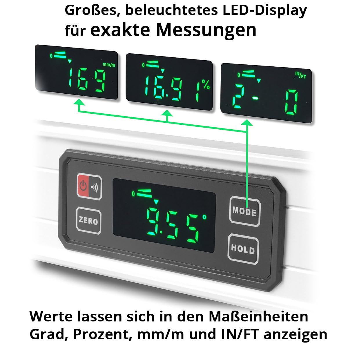 STAHLWERK nivel de burbuja digital DW-1000 ST de aluminio con 1000 mm de longitud nivel de burbuja magnético | nivel de burbuja magnético | nivel de burbuja de aluminio | nivel de burbuja digital