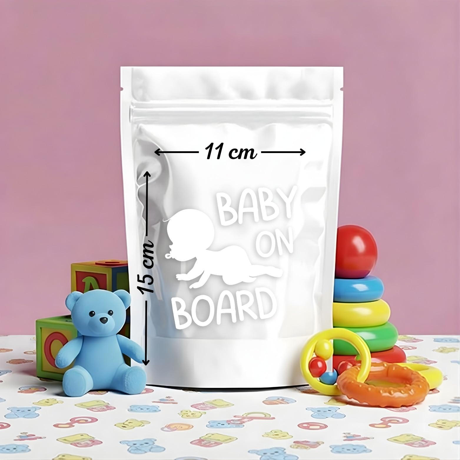 Baby on Board Sign for Car Baby Sticker, High Visibility Window Sticker Badge, Easy Apply & Remove, Universal Safety Sign - Image 2