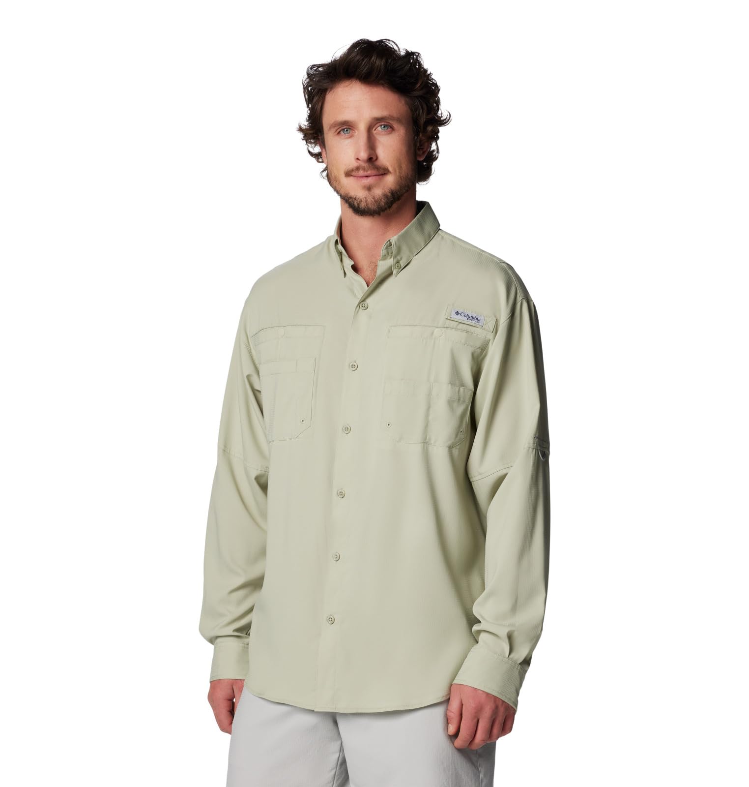 Columbia Men's PFG Tamiami II Long Sleeve Shirt, Smokey Sage, 1X