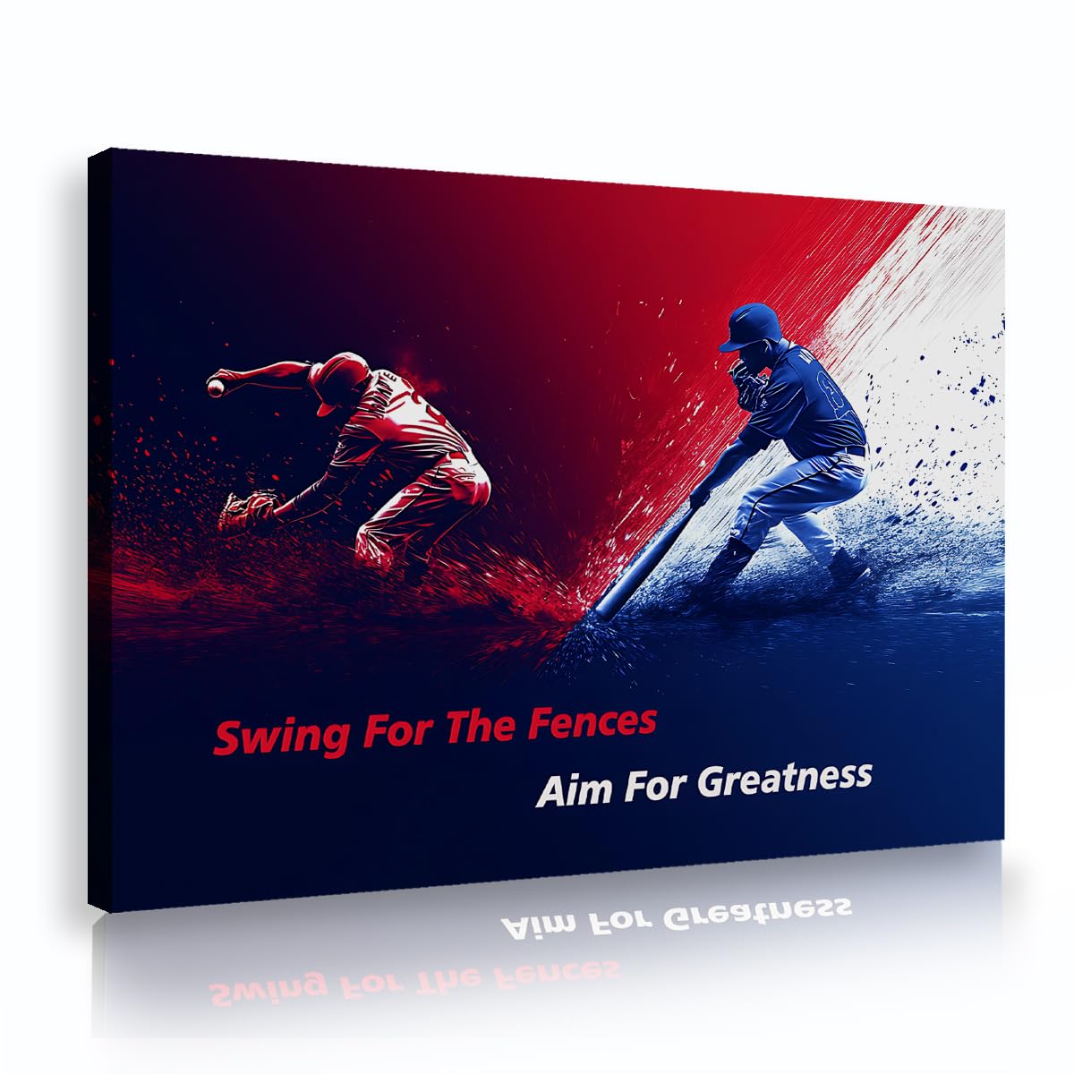 Via Vela Boys Bedroom Sports Framed Canvas Art, Baseball Inspirational Poster Picture, Motivational Quote Painting, Kids Room Man Cave Prints Artwork 70x110cm