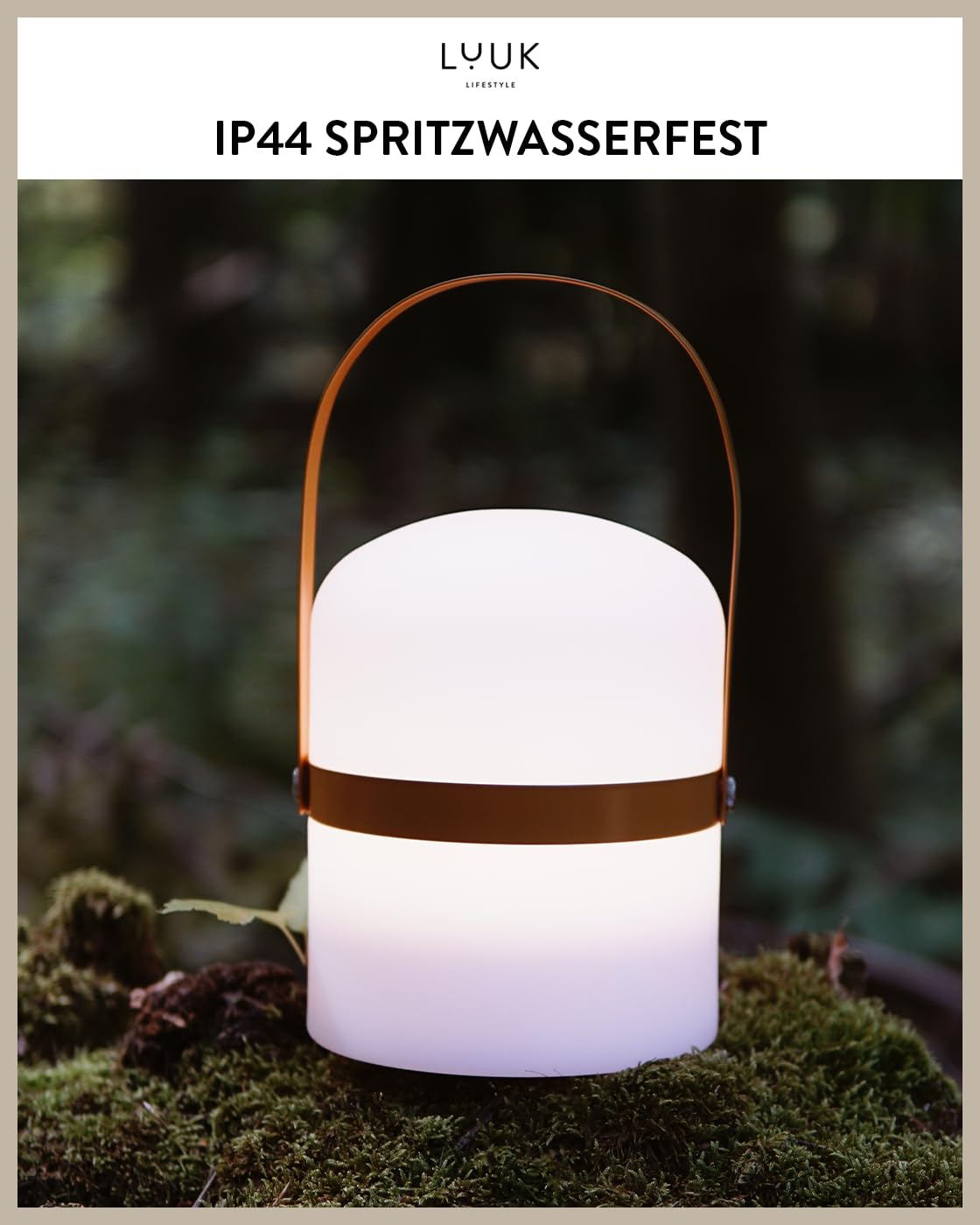 LUUK LIFESTYLE Dimmbare LED Laterne mit Griff, für Garten, Haus und Wohnung, wiederaufladbare Design Leuchte, in orange curry matt