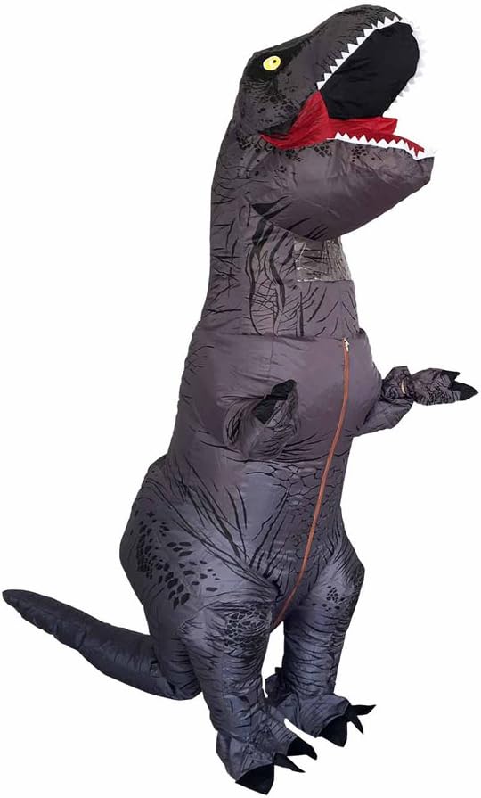 Inflatable Trex Costume Adult Blow Up Dinosaur Air Suit for Halloween (Grey)