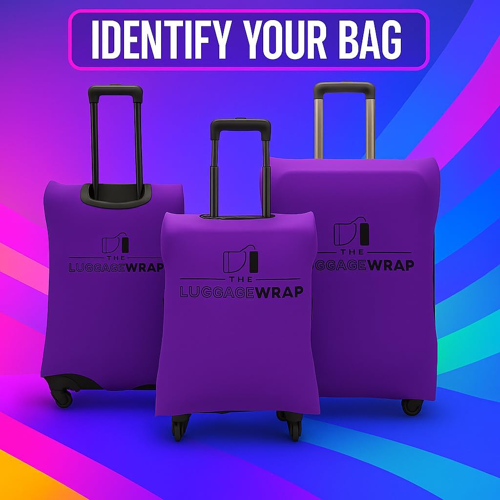 Medium Purposeful Purple Water-Resistant Luggage Covers for Suitcase TSA Approved for 24"-26" - Durable Patented Design Suitcase Covers for Luggage, Fundas para Maletas, Travel Accessories