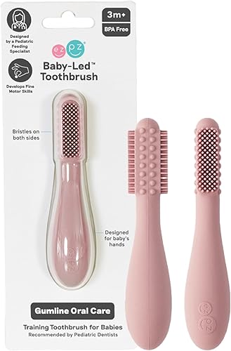 Miniatura 14 de ezpz Cepillo de Dientes para Bebés (Salvia) - 3 Meses + - 100% Cepillo de Dientes para Bebés de Silicona con Protuberancias Sensoriales - Limpia