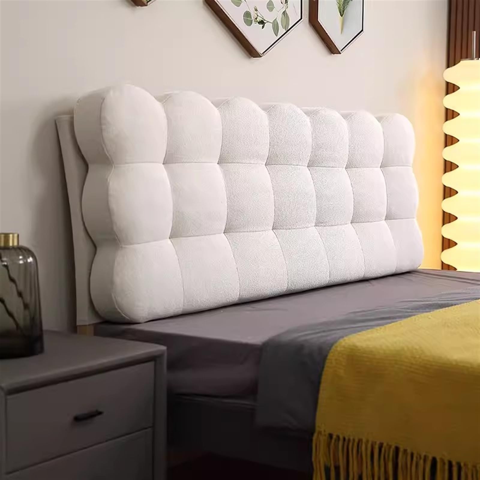 Gleedipre European style simplicity Headboard cover Removable and washable Head protection cushion Anti-collision Backrest Pillow(Off-white,130x60cm/Has a headboard) โ image 1