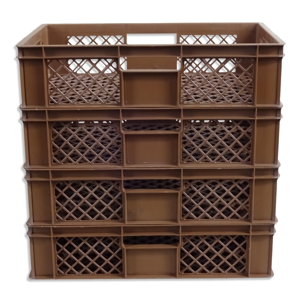 kanister-vertrieb® 4er SET Bäckerkisten 600x400x150mm, Bäckerkiste, Brotkiste, Brotkörbe, Brötchenkiste, Aufbewahrungsbox offen, 60x40x15cm, Stapelbehälter, Eurobehälter, Stapelkisten braun