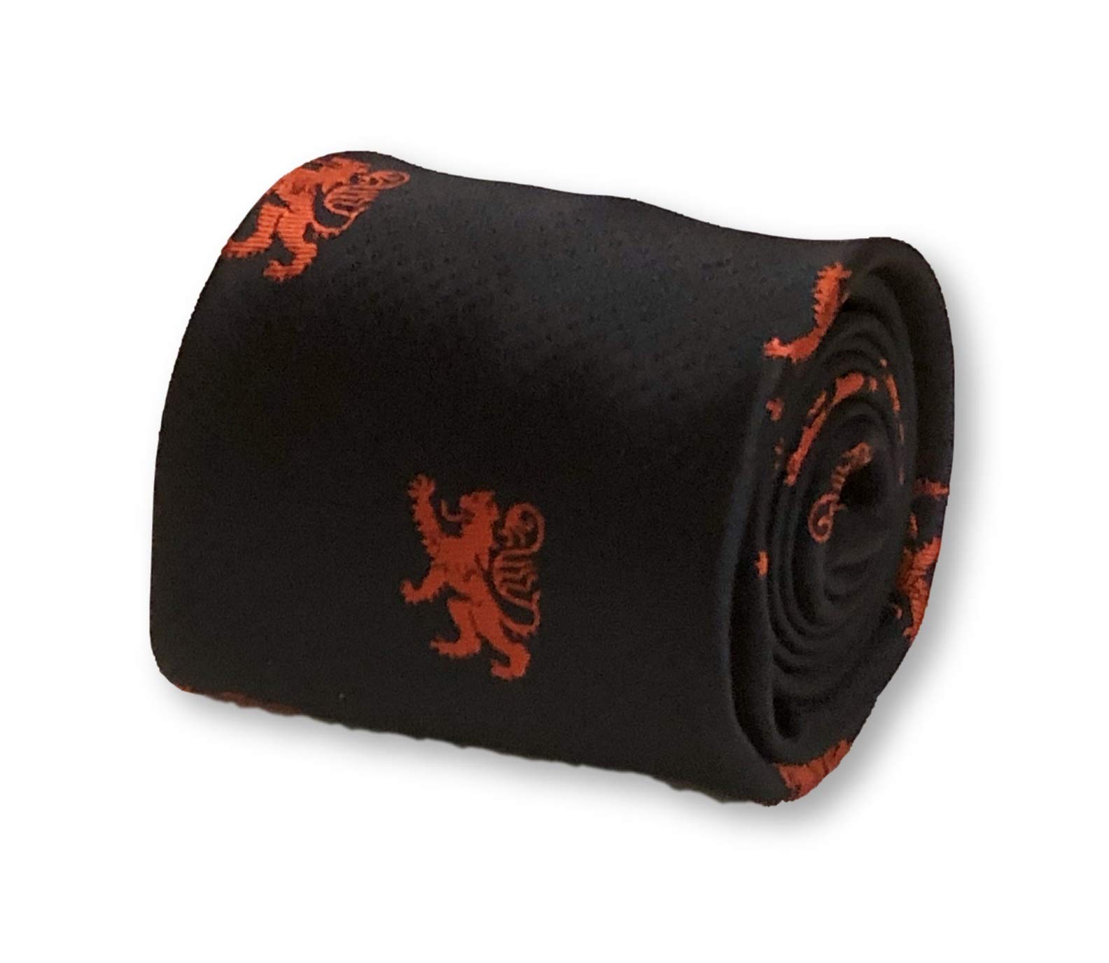 Frederick Thomas navy dark blue mens tie with red scottish lion design