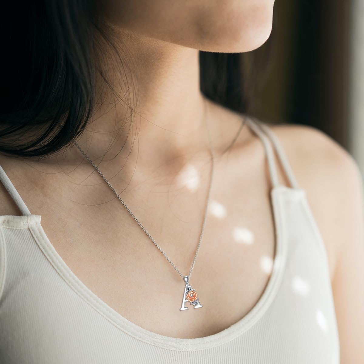 Diamond Initial Necklace for Women 925 Sterling Silver Initial Pendant Necklace with Lab Grown Diamonds Letter Necklace Jewelry Gifts for Her - Image 4