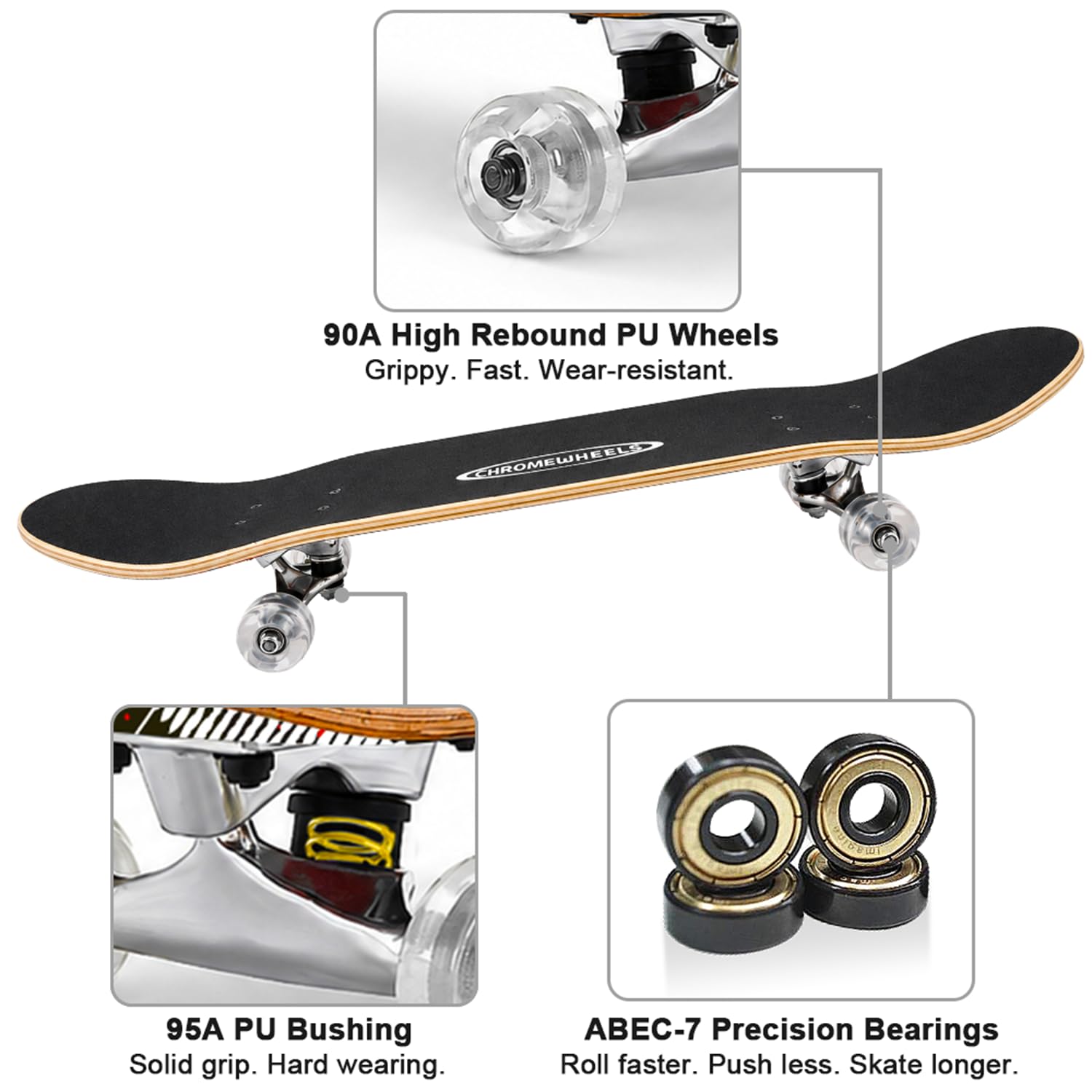 ChromeWheels Patineta de 78.7 cm con doble patada para niños y principiantes