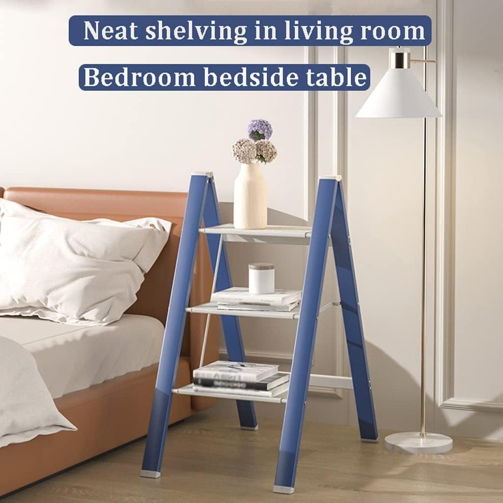 Telescoping Extension Ladder, Wide Pedal Ladder 3 Step Ladder Aluminum Folding Step Stool with Wide Pedal 150Kg/330 Lbs Capacity Lightweight Ladders for Home &Office Use (Color : P