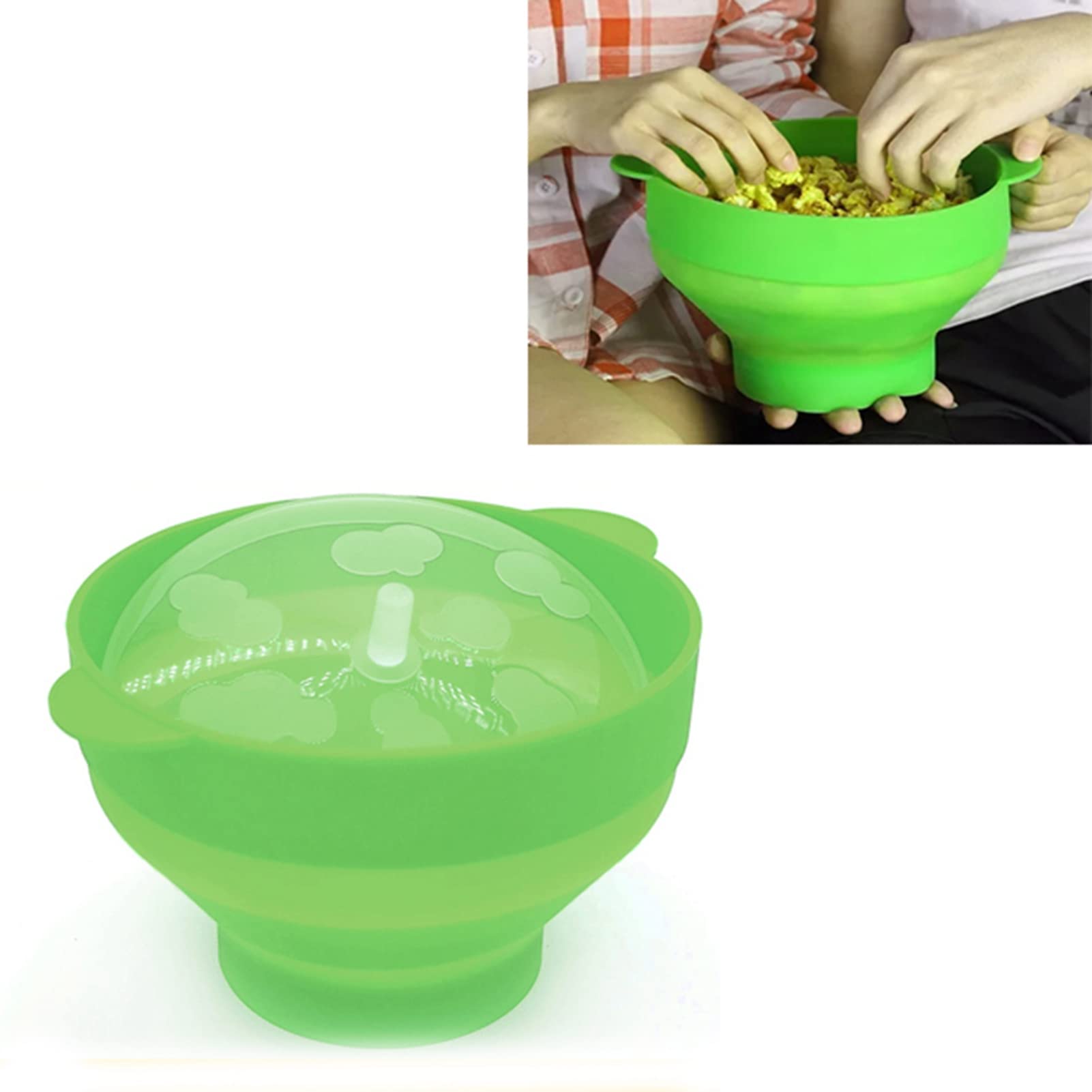 Palomitero De Silicona Para Microondas Colapsable Con Asa Y Tapa Recipiente Para Hacer Palomitas