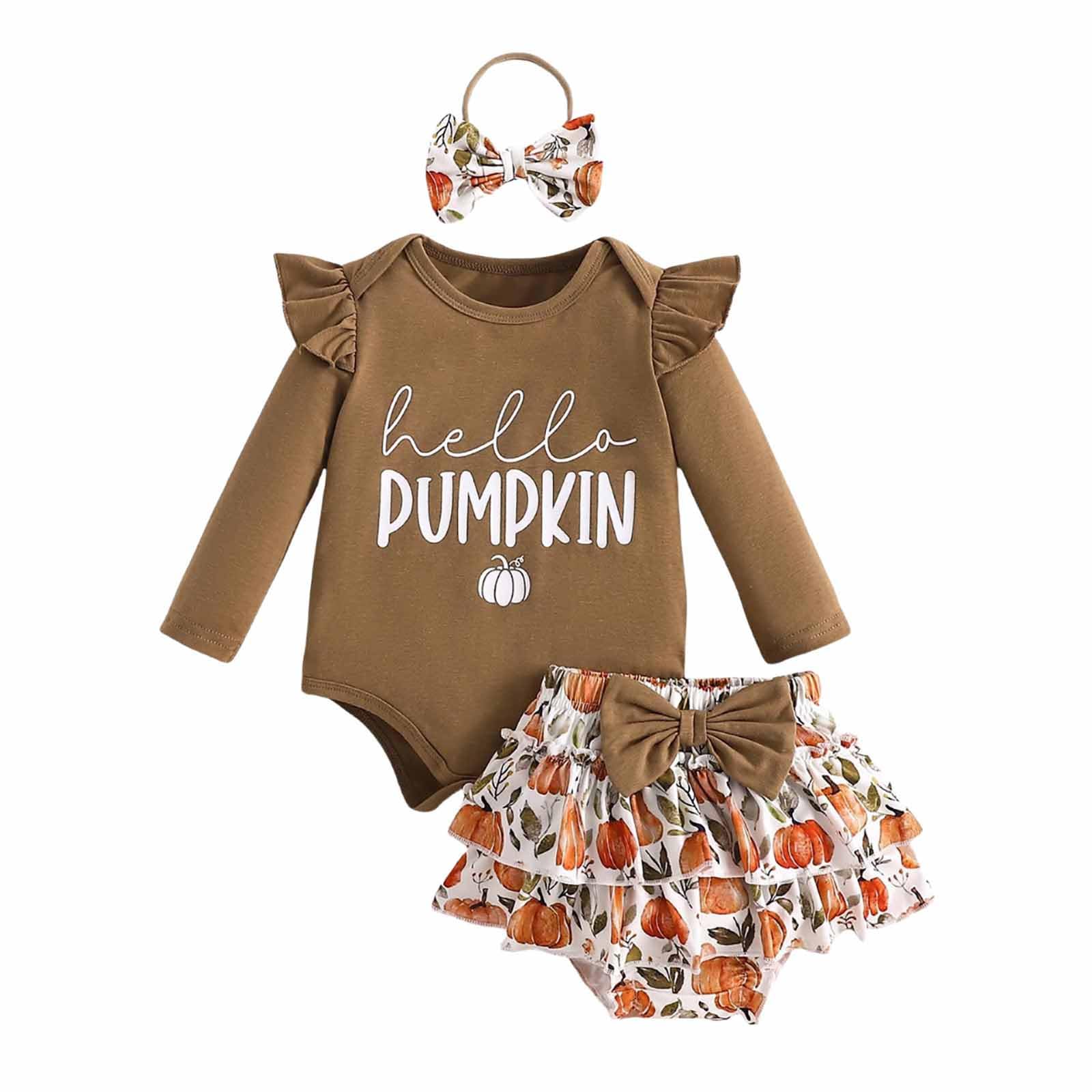 Cokbyavla Girls B-Brown Fall Dress Halloween Costume, 4 Month Old Halloween Costume Baby Christmas Clothes Pumpkin Romper Little Dress Size 5-6 Black Baby Infant 6-12 Months