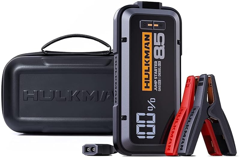 Auxiliar de Partida Portátil Inteligente Hulkman Alpha 85, 2000 A, com Tela de 3,3" e Estojo Alpha Bag