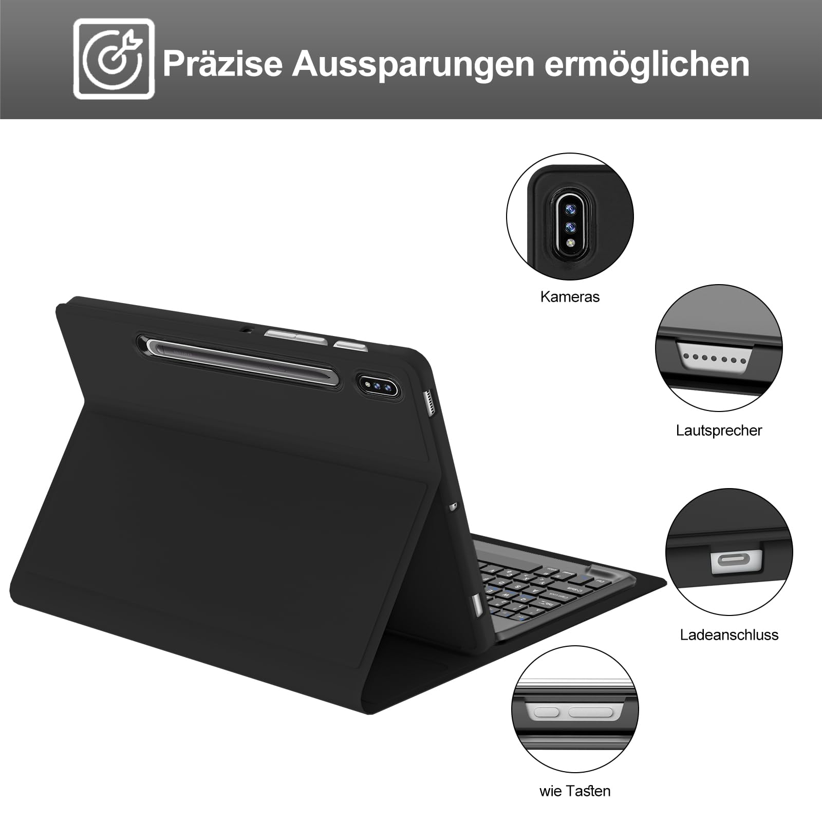 Rosso Element Lenovo Tab P12 Hoes Book Case Zwart