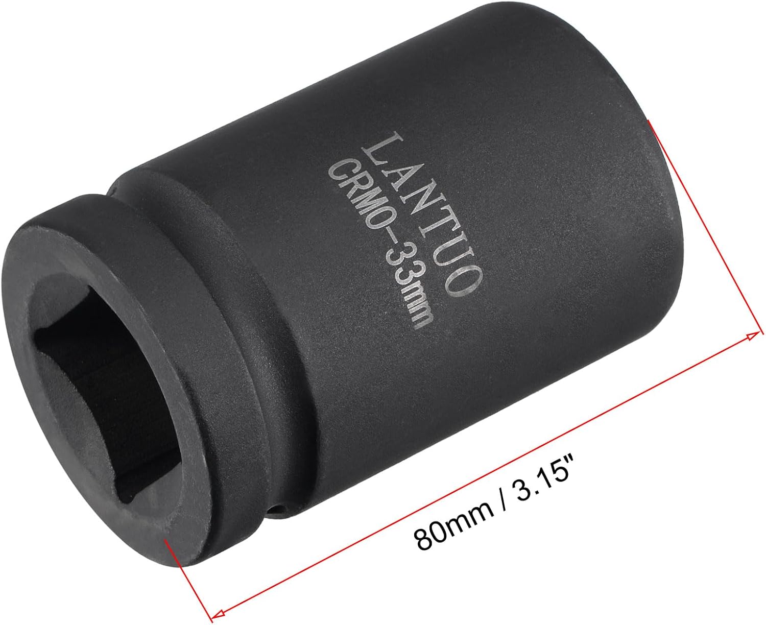 uxcell 1" Drive by 33mm 6-Point Impact Socket, CR-MO 80mm Length, Standard Metric Sizes