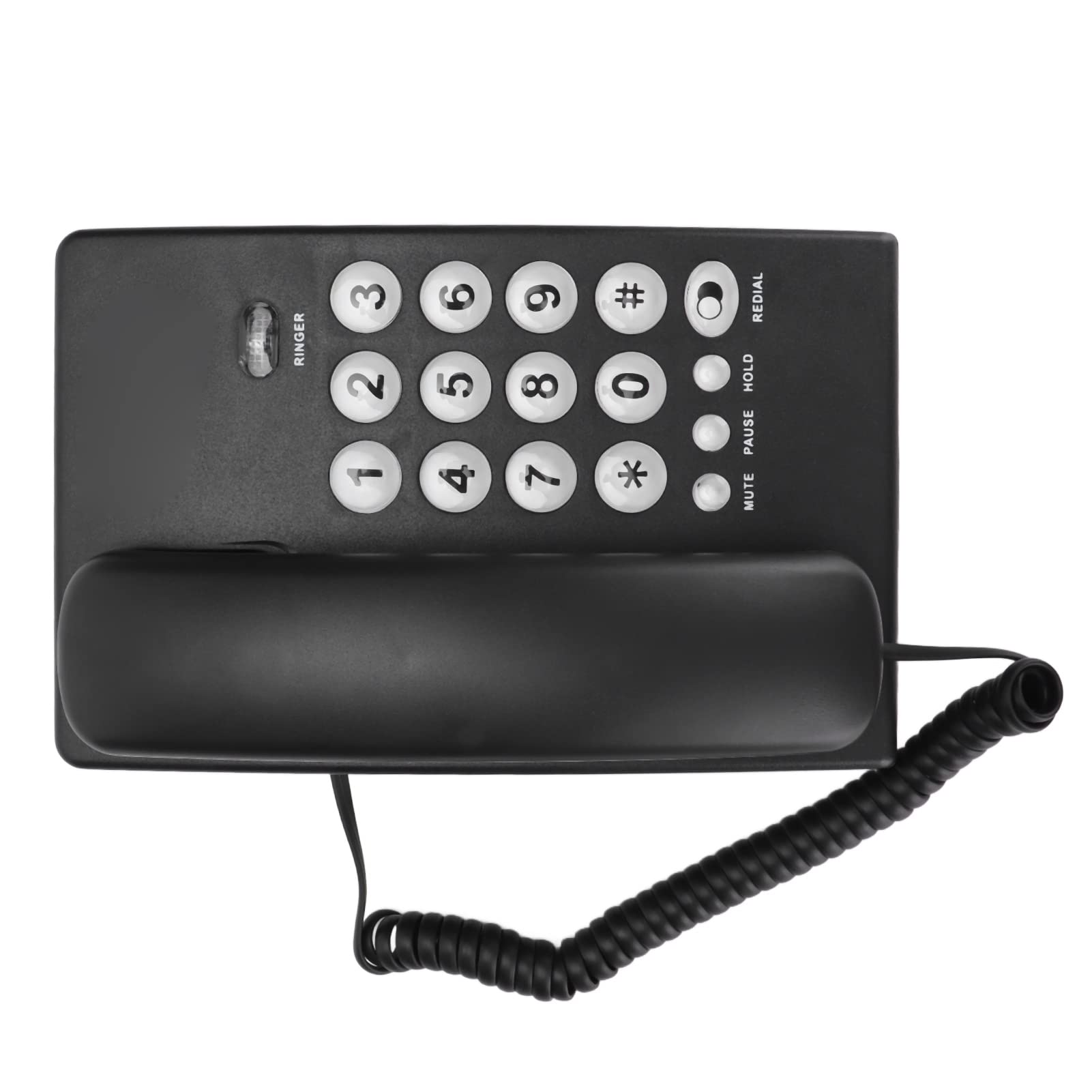 Desktop-Schnurlostelefon mit Großer Taste Festnetztelefon mit Großem Volumen Kabelgebundenes Telefon für das Home Office Hotel (Schwarz)