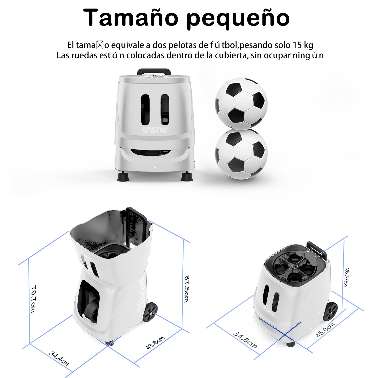 PUSUN PT-Smart Pro-Máquina Lanzapelotas de Tenis Profesional | Simulación de Rotación Interna | Control App Remoto | 20 Puntos 12 Modos de Entrenamiento |4-6 Horas de Batería
