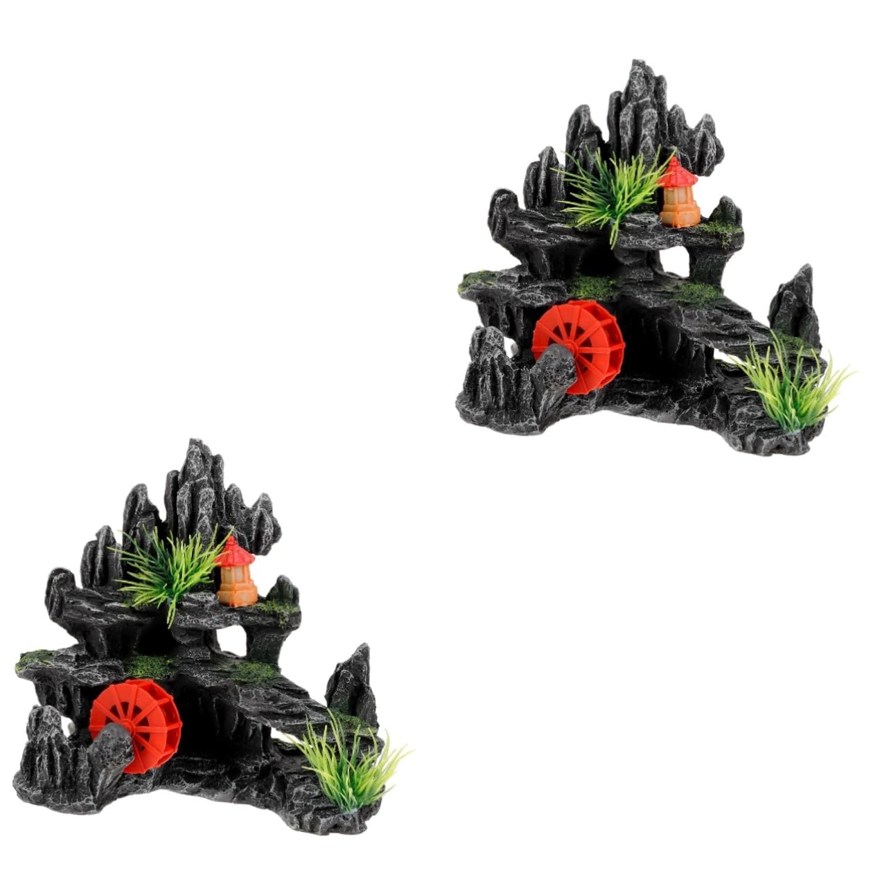 DOITOOL Lot De 2 Cachettes pour Aquarium Rochers Grottes De Montagne Ornements en Résine Naturelle Grottes pour Reptiles Grottes À Crevettes Ornements en Rondins
