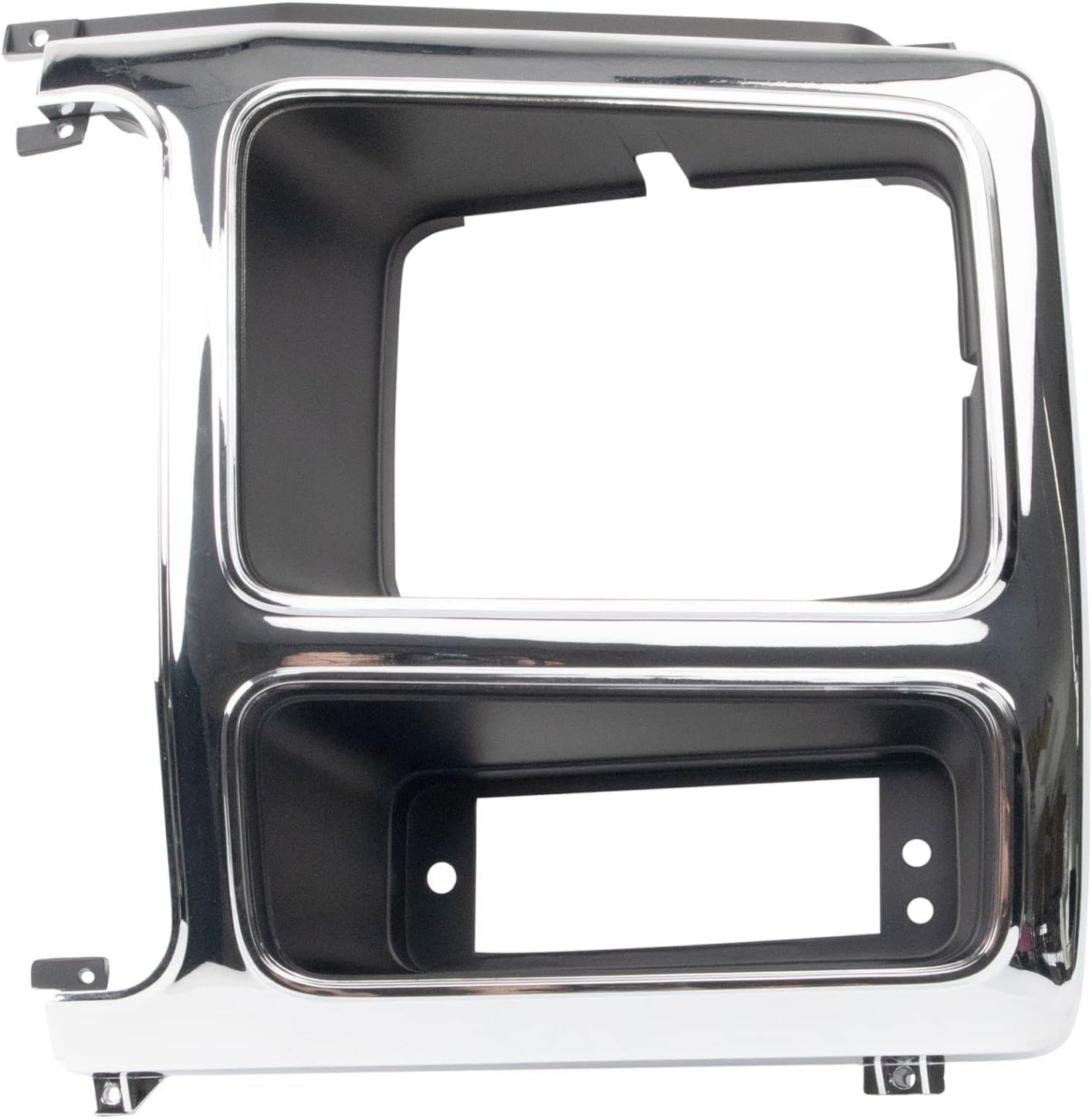 Front Left Driver Side HeadLight Door Molding Insert Bezel Cover Grille Trim Replacement For 1980-1986 Ford Bronco Silver Chrome and Black Textured Plastic Head Llight Grill FO2512148 EOTZ13064M