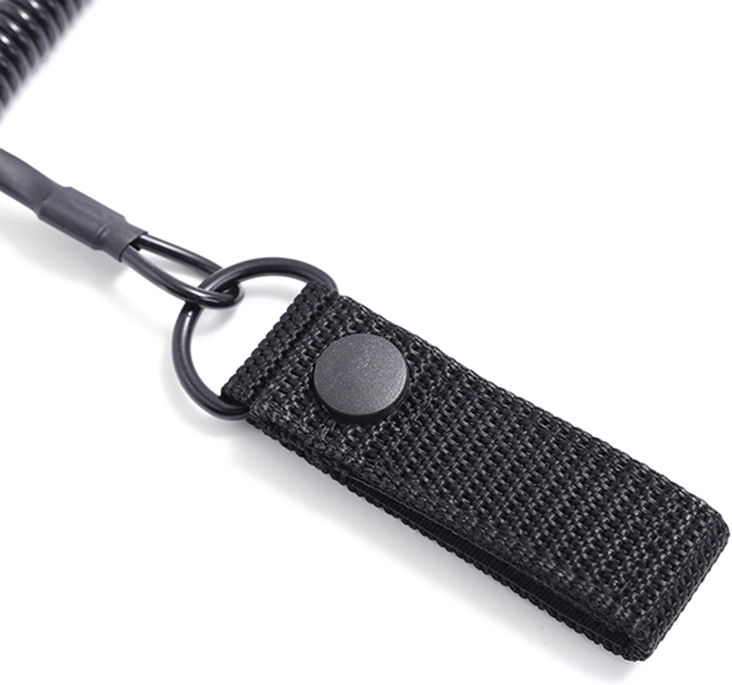 2 Pièces Longes Tactiques Noires avec Cordon de Sécurité Elastique et Mousqueton à Spirale,Réutilisable,Convient pour Les Outils d'escalade, Pêche, Camping