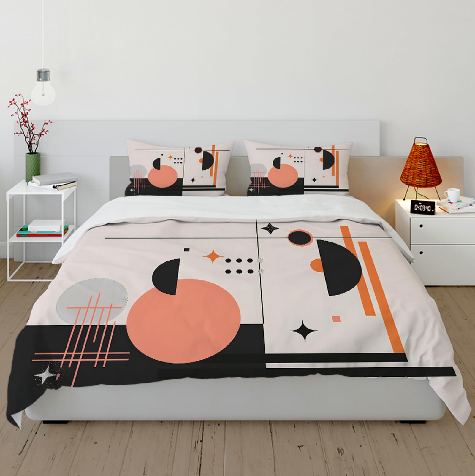 Nowoczesna poszwa na kołdrę z połowy wieku słońce księżyc i gwiazdy minimalistyczny artystyczny wzór miękka pościel z mikrofibry 220x240cm