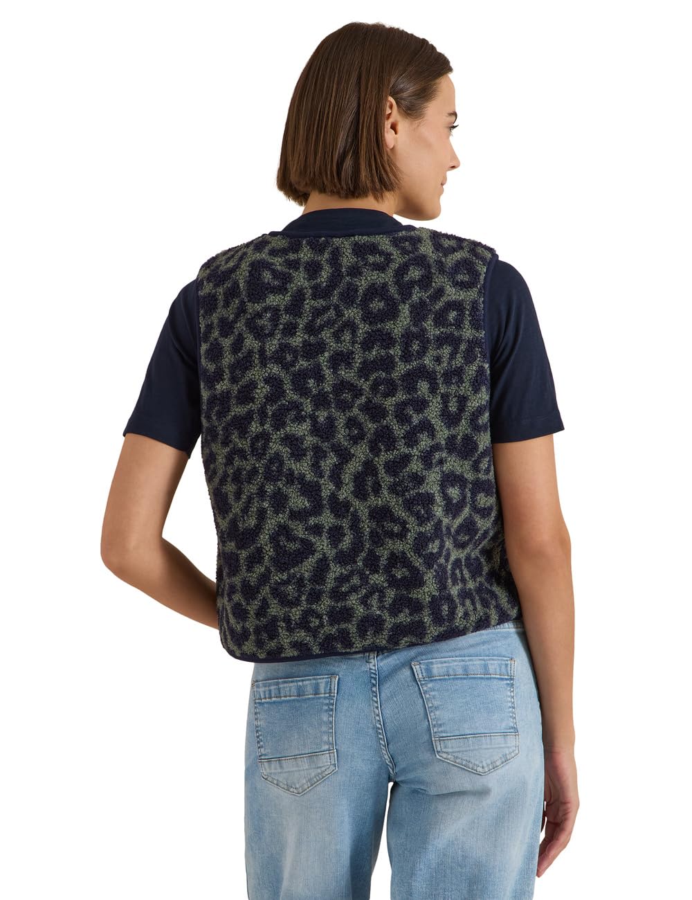 Cecil Damen 2200679 Teddy-Weste mit Softshelldetails und Leo-Muster (1er Pack)