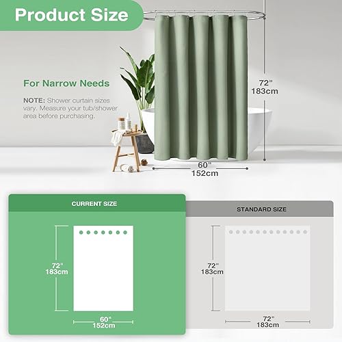 Miniatura 3 de Dynamene - Cortina de ducha para cubículo de 60 pulgadas - Cortina de ducha de tela gruesa y resistente con textura de nido de abeja para baño,
