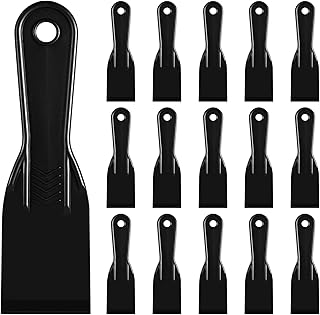 16 Pcs Plastic Putty Knife 2" Black Flexible Putty Knife Scraper Plastic Knives Putty Knife Set for Spackling,Repairing Walls, Removing Wallpaper,Pasting Plaster, Applying Mud