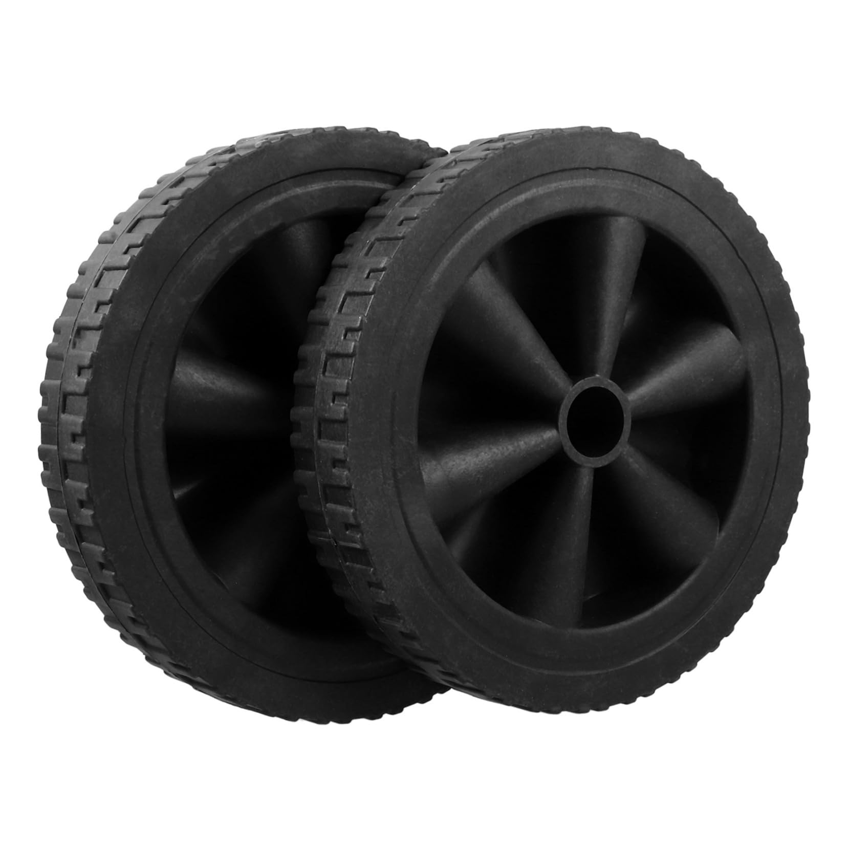 ULTECHNOVO 2 Ruote di Ricambio in Gomma e Plastica per Carrello e Barbecue, Resistenti All’usura, Nere, Silenziose, 2 Pezzi