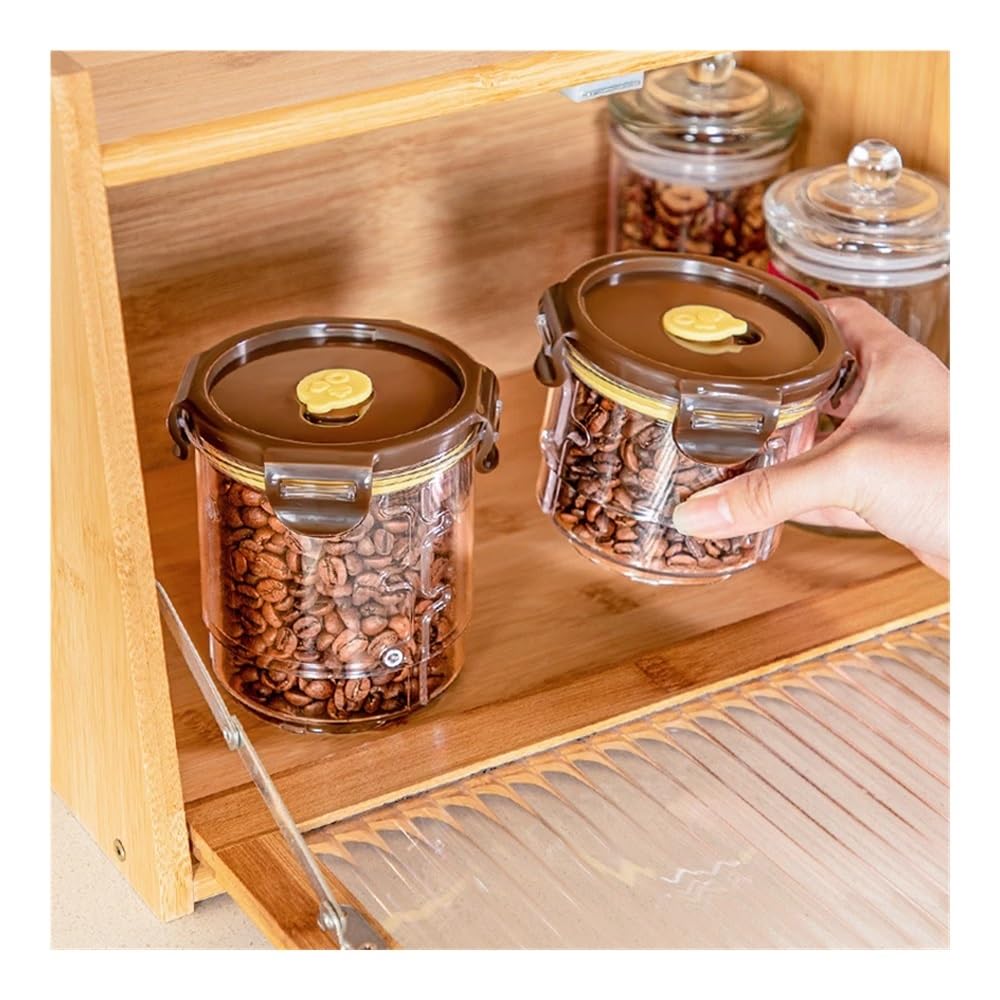 Vakuumversiegelter Behälter für Kaffeebohnen, Glas, Lebensmittelbehälter, Haushaltsbehälter, feuchtigkeitsbeständig, Luftabsaugung, Tee-Vorratsbehälter, Push-Typ, 950 ml