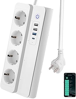 UseeLink Zigbee Smart Steckdosenleiste 3.0 mit 4 AC-Anschlüsse 1 USB-C Schnellladegerät(PD 20W)&3 USB-A, Fernsteuerung,Sprachsteuerung,Funktioniert mit Alexa Google Home