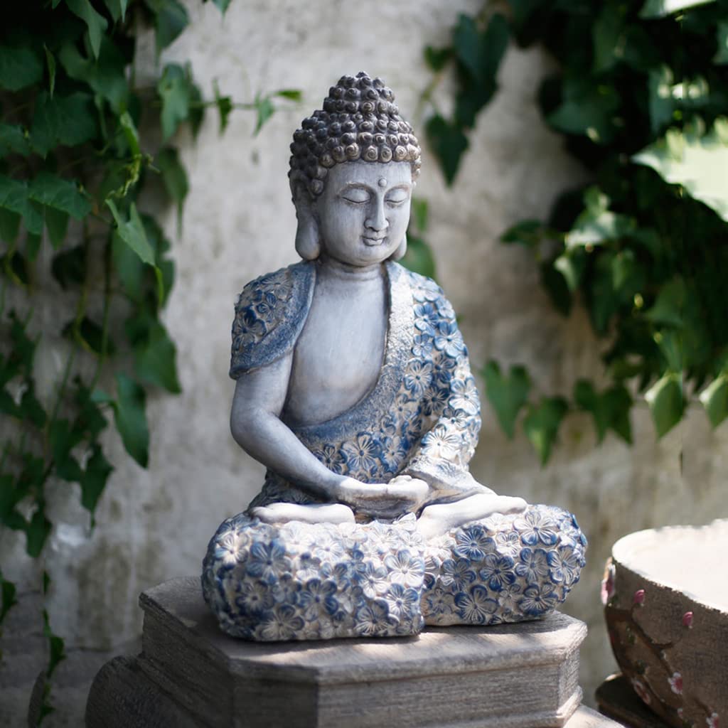 Estatua de Buda,Estatuas de Buda para el hogar Estatua de Buda meditante de 17 Pulgadas para decoración de jardín, Estatua de Buda de óxido de magnesio Coleccionable, Escultura de meditación