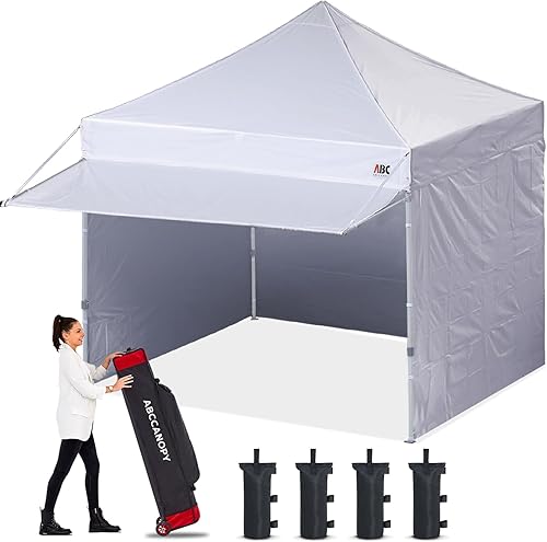 ABCCANOPY - Toldo de 10 x 10 pies, plegable, portátil, con paredes laterales a juego, bolsas de peso, bolsa con ruedas, con marquesina adicional