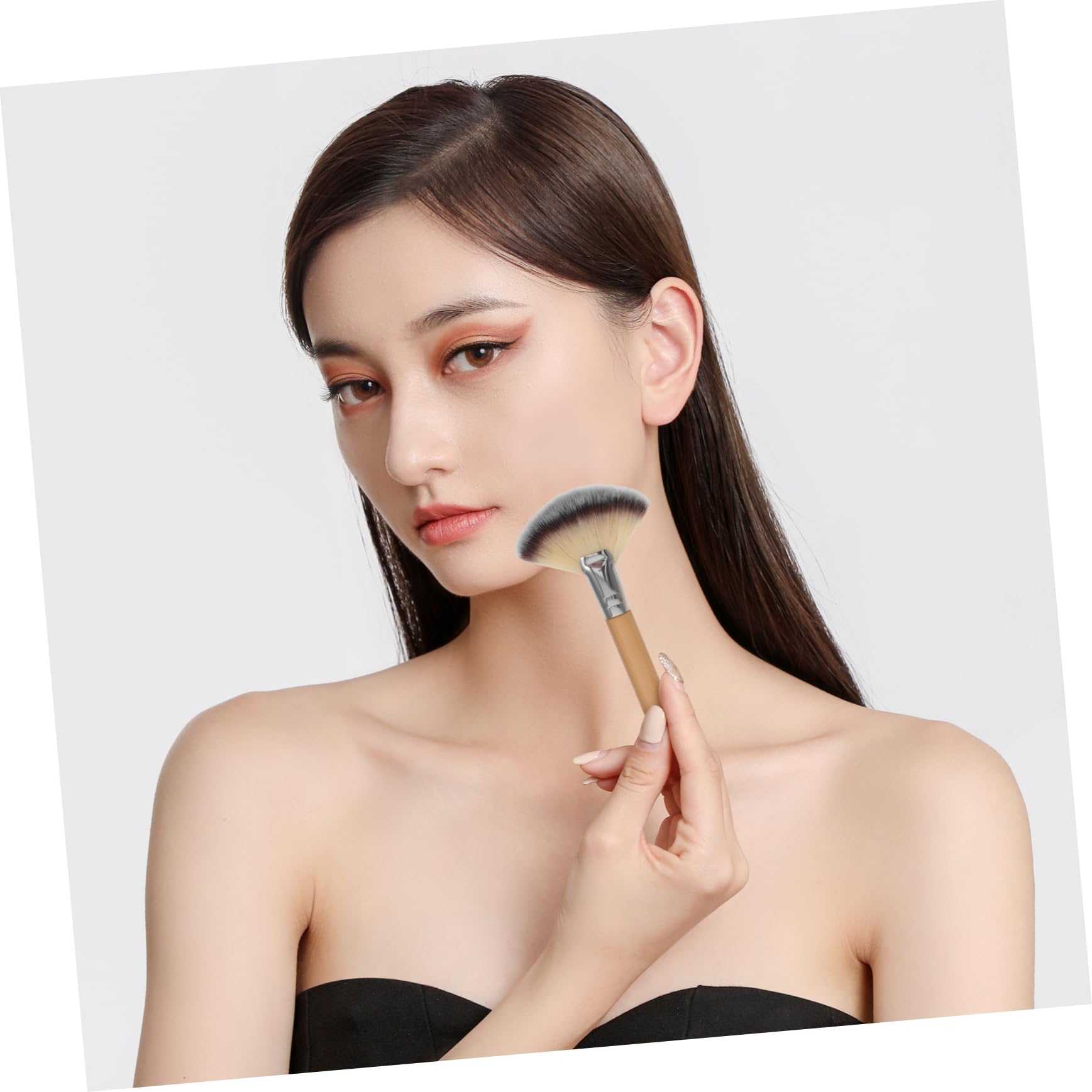 Housoutil 20 Pièces pinceau de maquillage pinceau poudre pinceau de maquillage à manche court éventail pour surligneur pinceaux maquillages ventilateur Visage