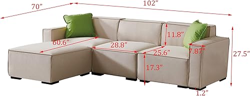 Miniatura 2 de HomSof Moderno sofá modular modular con dos almohadas sofá convertible en forma de L para sala de estar beige