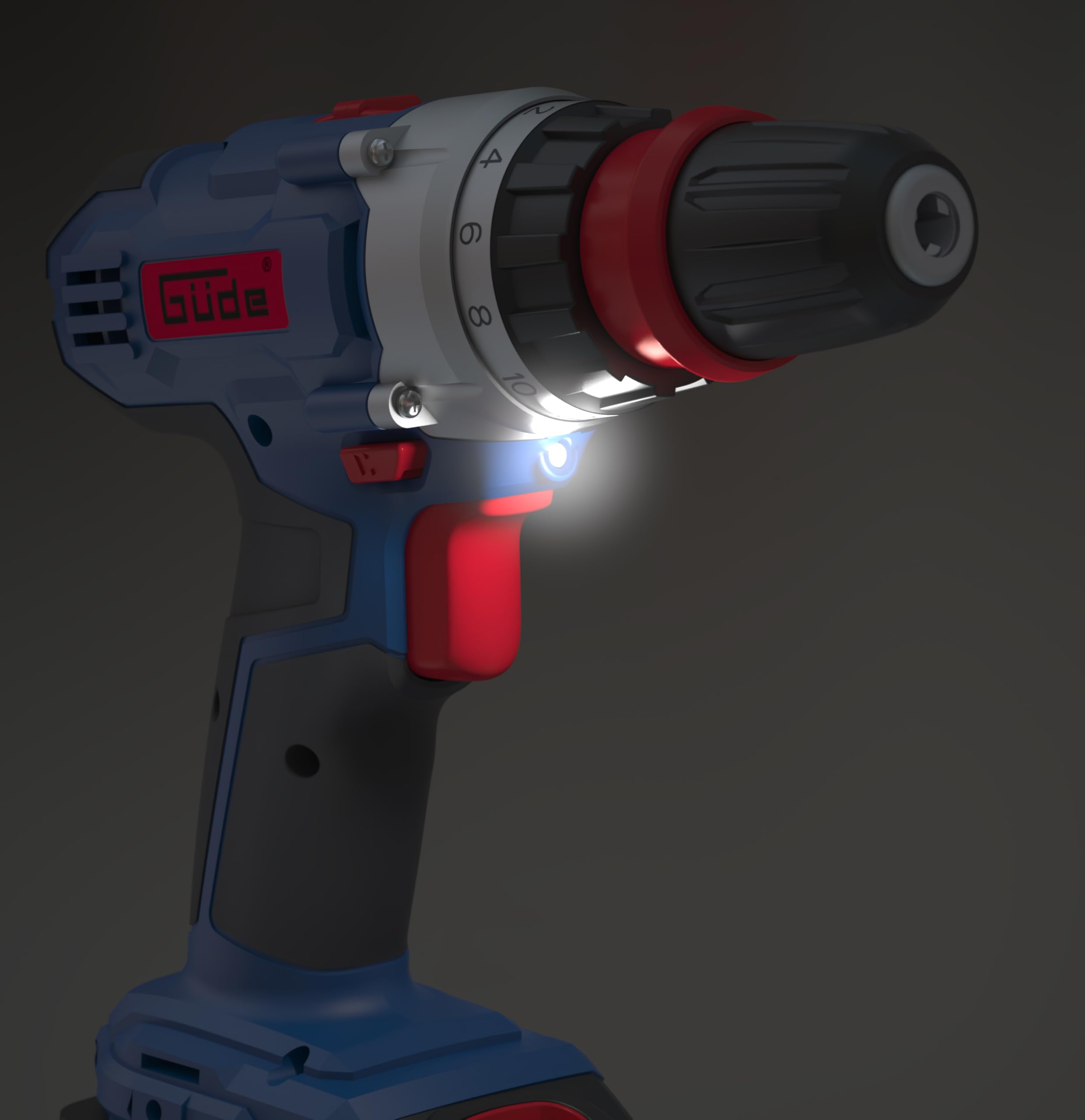 Güde Akku Bohrschrauber BS 18 - Set 126tlg. (18 V, mit Bit-/Bohrer-Set im Koffer, 2-Gang, 19+1 Drehmomentstufen, max. 30 Nm, 10 mm Schnellspannbohrfutter, LED-Licht, inkl. Akku & Schnellladegerät)
