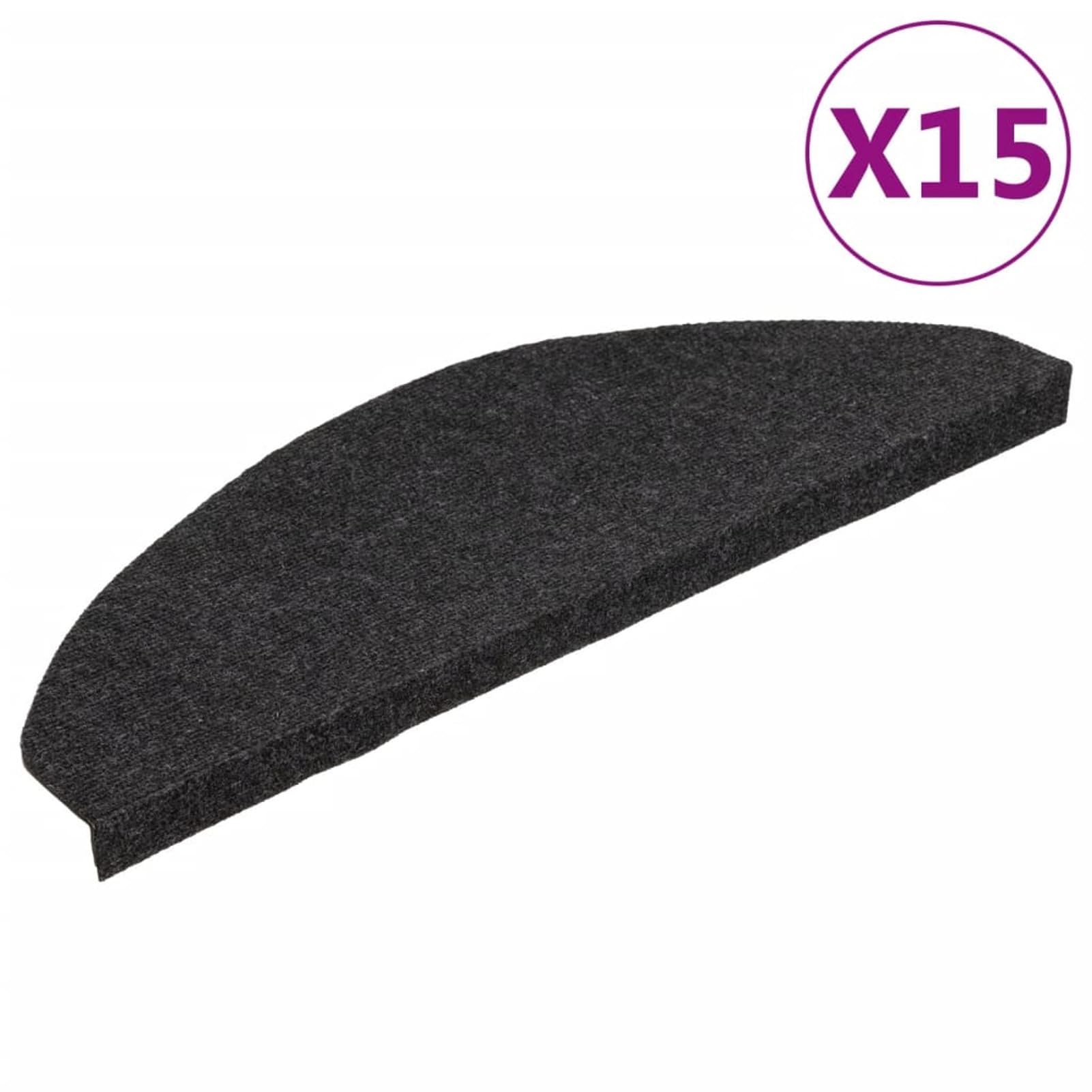 Tidyard Tapis d'escalier Autocollants 15 pcs 65x22,5x3,5 cm Noir, Tapis Escalier Tapis de Sécurité pour Sol Protection, Aînés et Animaux