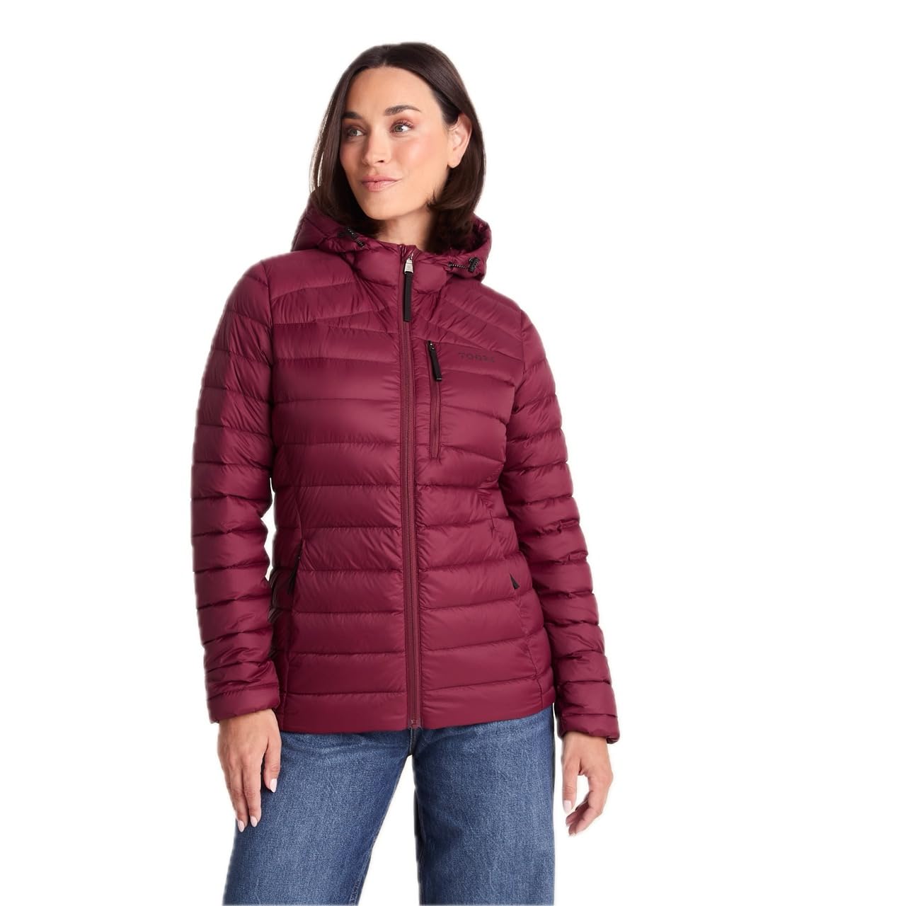 TOG24 Women's 'North' RDS Certified Down Hooded Jacket in Burgundy | Size: 14
