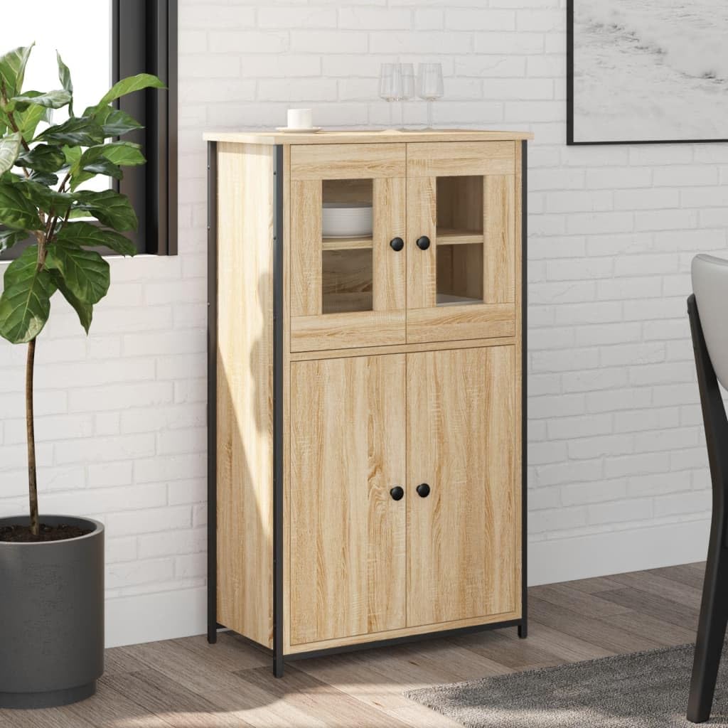 vidaXL Aparador Alto, Alacena con Puertas Estantes, Armario Consola, Aparador Auxiliar para Salón Hogar, Madera Contrachapada Roble Sonoma