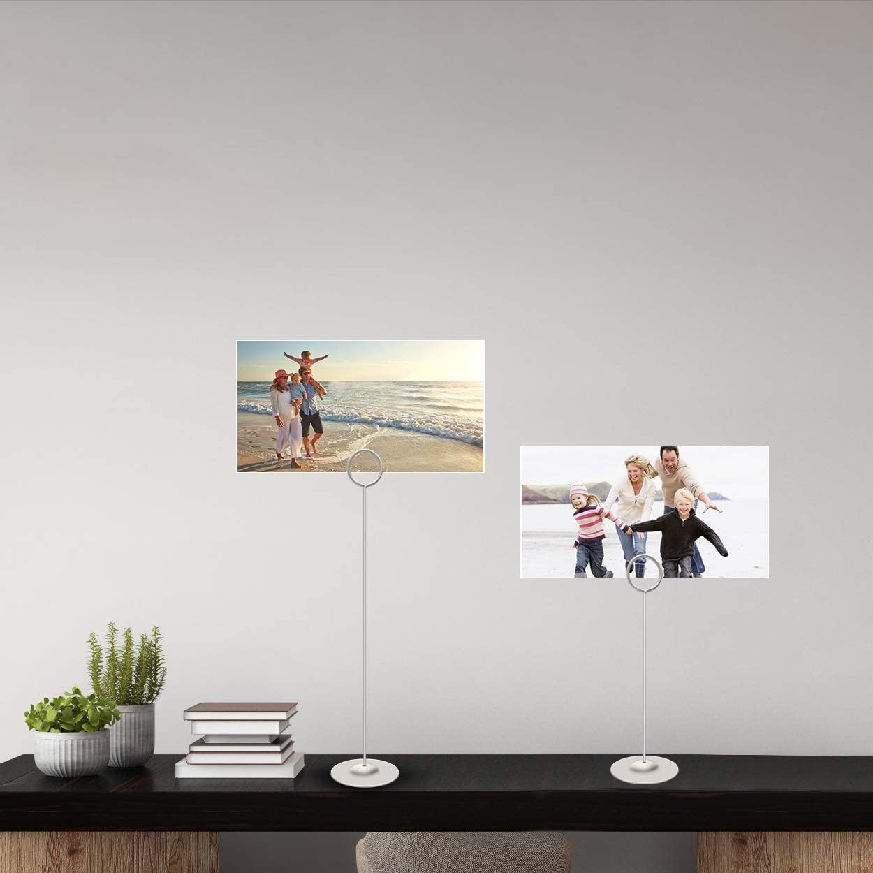 Urban Deco 16 Pieces Table Card Holder 12 inches Matte Silver Place Steel Card holders for Photos, Food Signs, Memo Notes, Weddings, Restaurants, Birthdays.