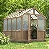Veikou 6x8ft greenhouse greenhouses for outdoors with cedar frame 6mm thick polycarbonate panel green house with adjustable vent for outside garden backyard  urban country home decor