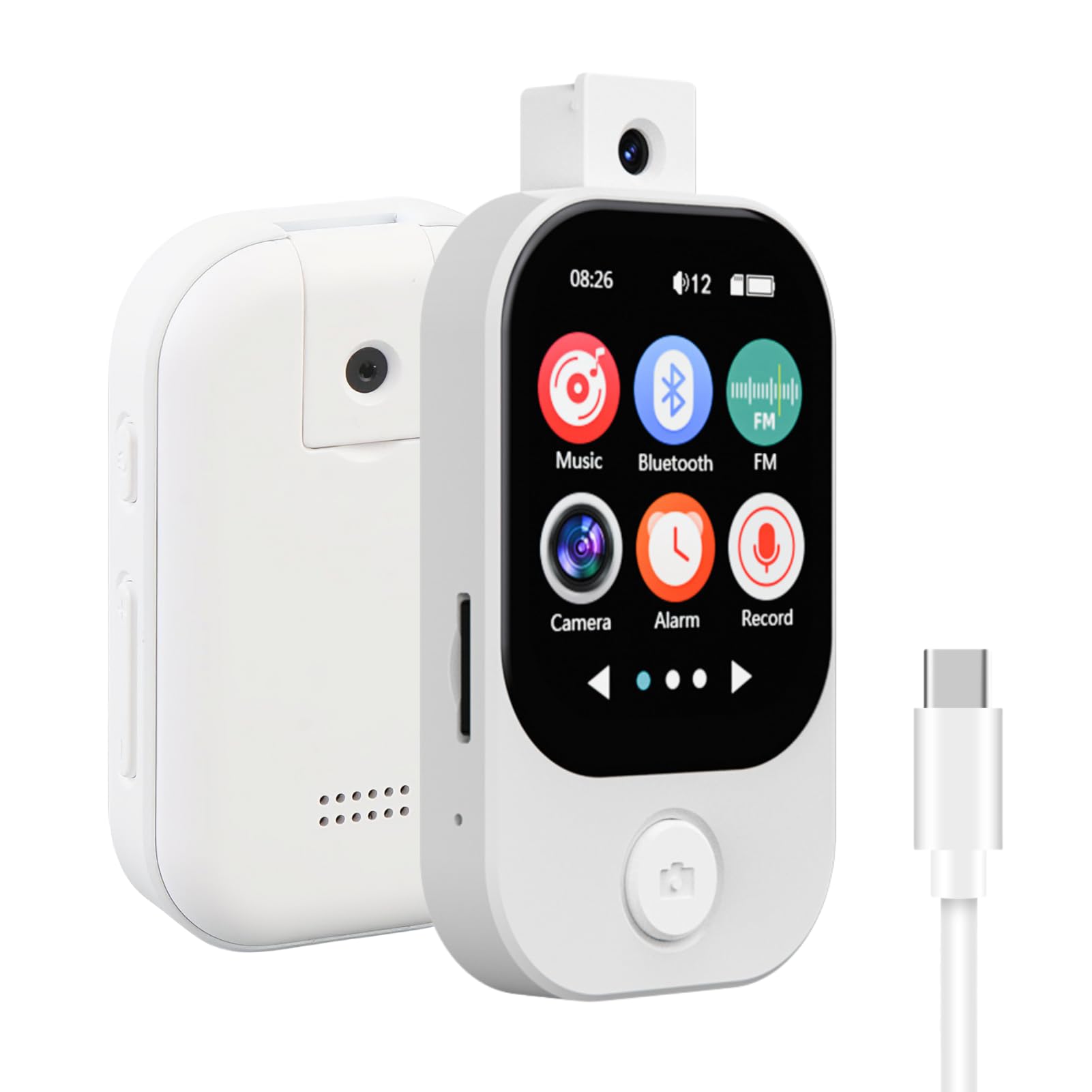 MP3 Player Bluetooth 5.4 con Cámara de 2.01 Pulgadas Touch Screen Sound Searter Player MP3 Player con FM Radio E-Libro E-Libro Despertador El Video de (64G Tarjeta de Memoria pequeña)