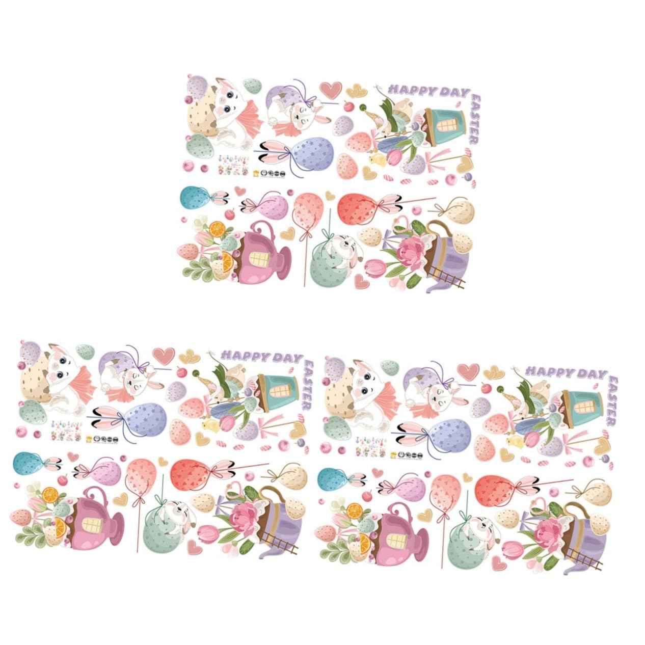 MAGICLULU 6 Juegos Etiqueta de la pared de Pascua vinilo infantil decoración infantil pegatinas de azulejos pegatinas de ventana del festival de primavera Gel calcomanías de ventana
