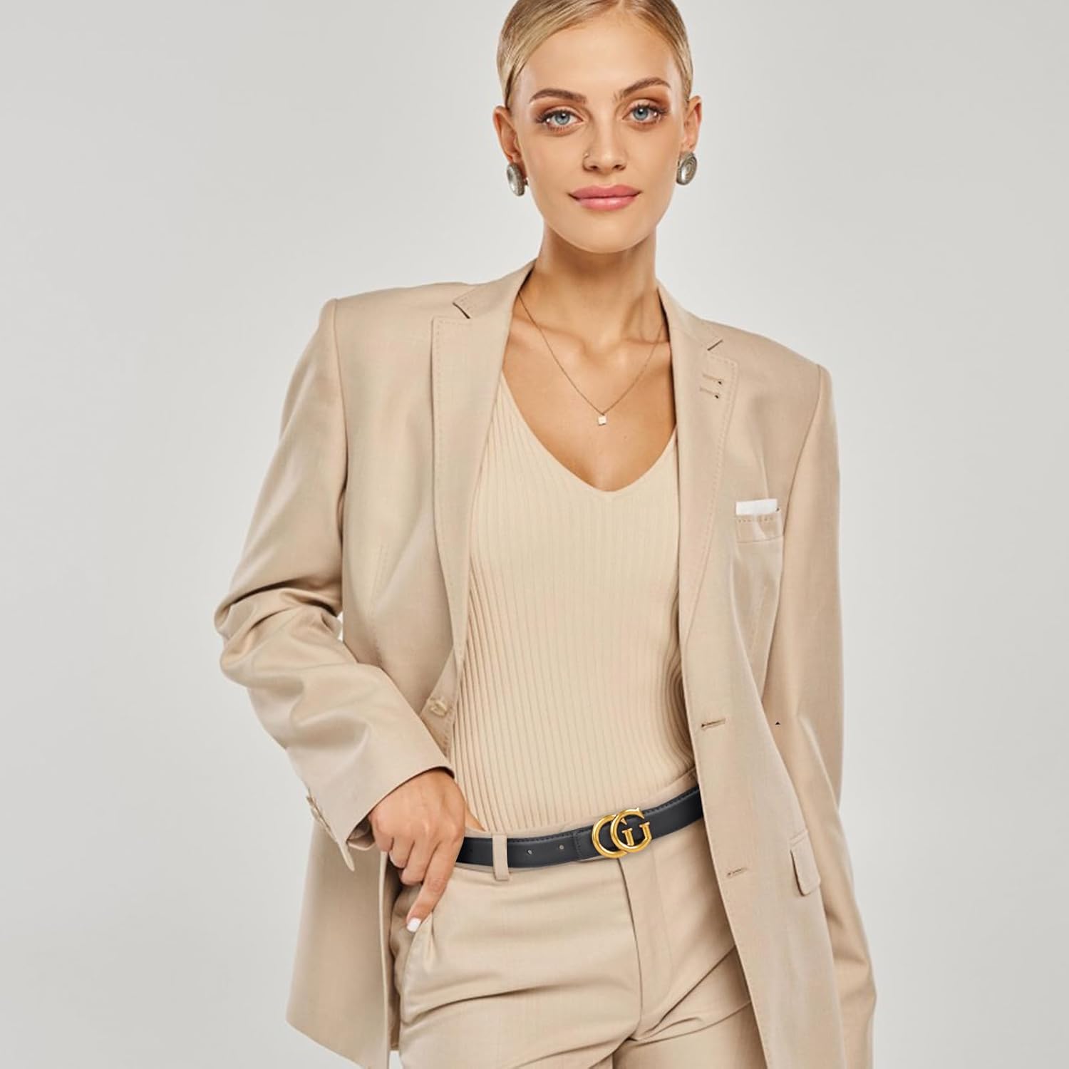 Women's Leather Belt with Buckle - Ideal for Dresses, Jeans, and Coats - Image 4